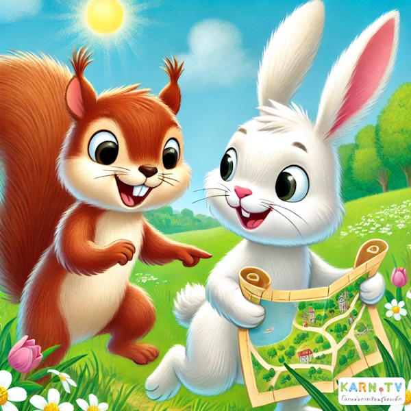 การ์ตูนสำหรับเด็ก ในรูปแบบ นิทานการ์ตูนสองภาษา เรื่อง The Adventure of Benny the Bunny หน้า 2